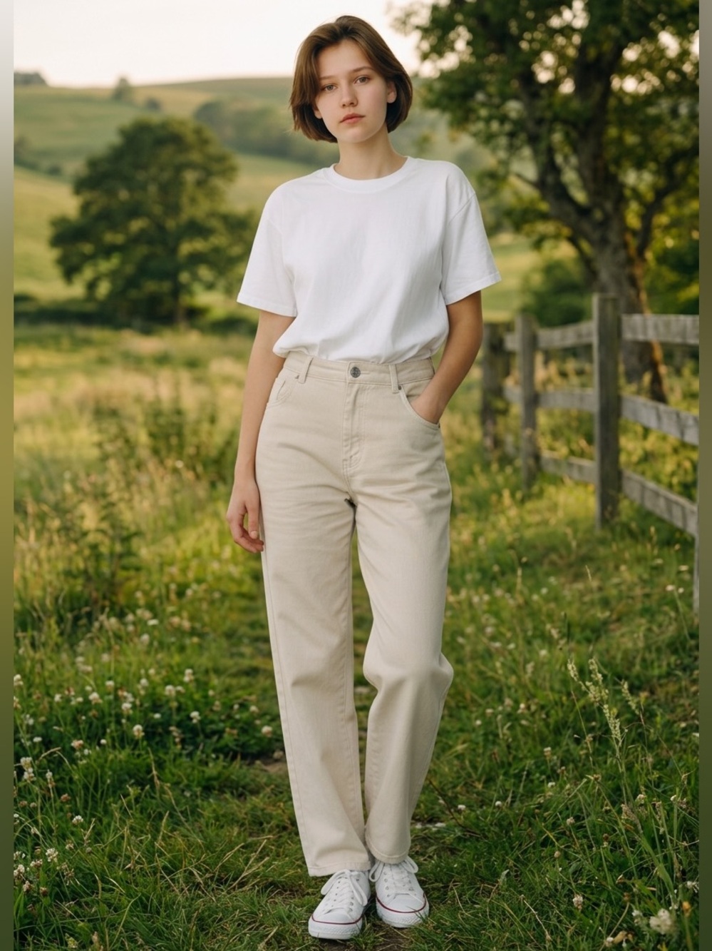 Nasty Gal High Rise Light Khaki Denim Cropped Jeans (N)